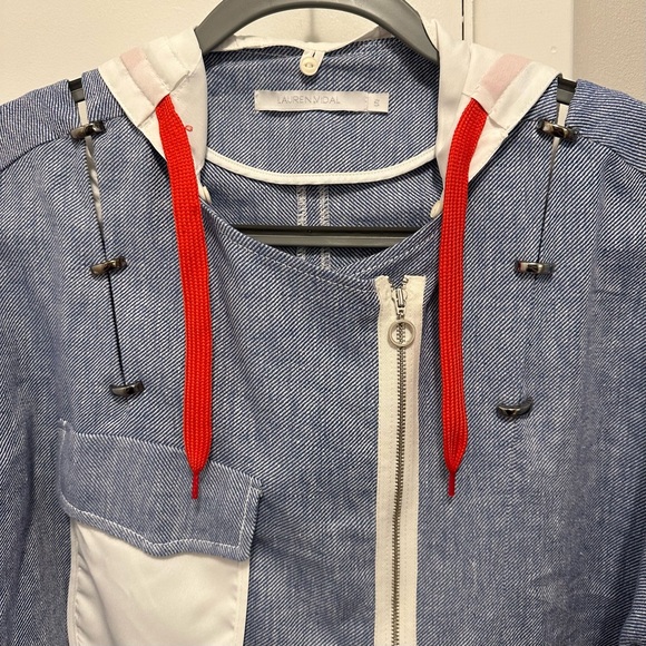 Lauren Vidal Lagenlook Blue Jacket Hoodie S Hooks Deconstructed Art to Wear RARE - Picture 3 of 12